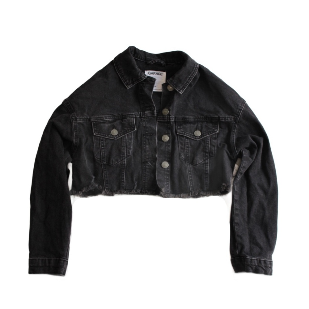 garage black denim jacket (cropped)